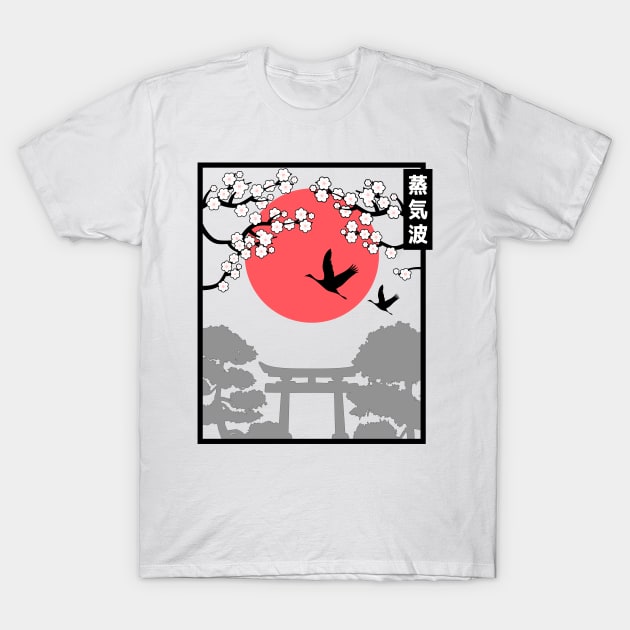 Vaporwave Aesthetic 80s Retro Japan Art Rising Sun T-Shirt by Kuehni